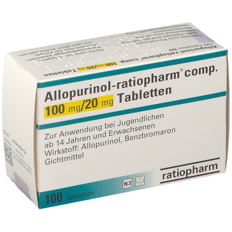 Allopurinol Ratiopharm Comp 100 Mg 20 Mg 100 St Mit Dem E Rezept