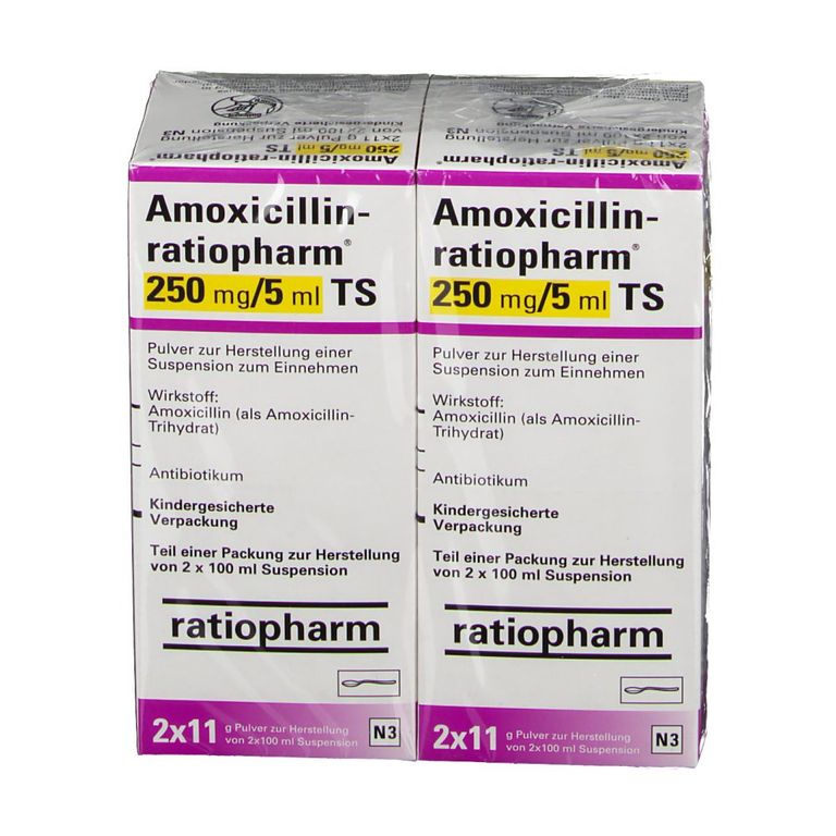 Amoxicillin Ratiopharm 250 Mg 5 Ml TS 2x100 Ml Mit Dem E Rezept Kaufen