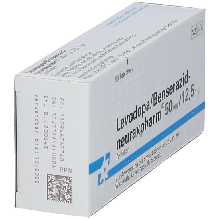 Levodopa Benserazid Neuraxpharm 50 Mg 12 5 Mg 50 St Mit Dem E Rezept