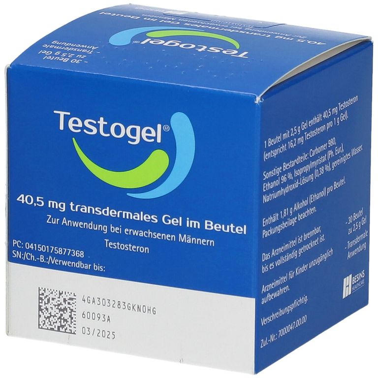 TESTOGEL 40 5 Mg Transdermales Gel Im Beutel 1x30 St Mit Dem E Rezept