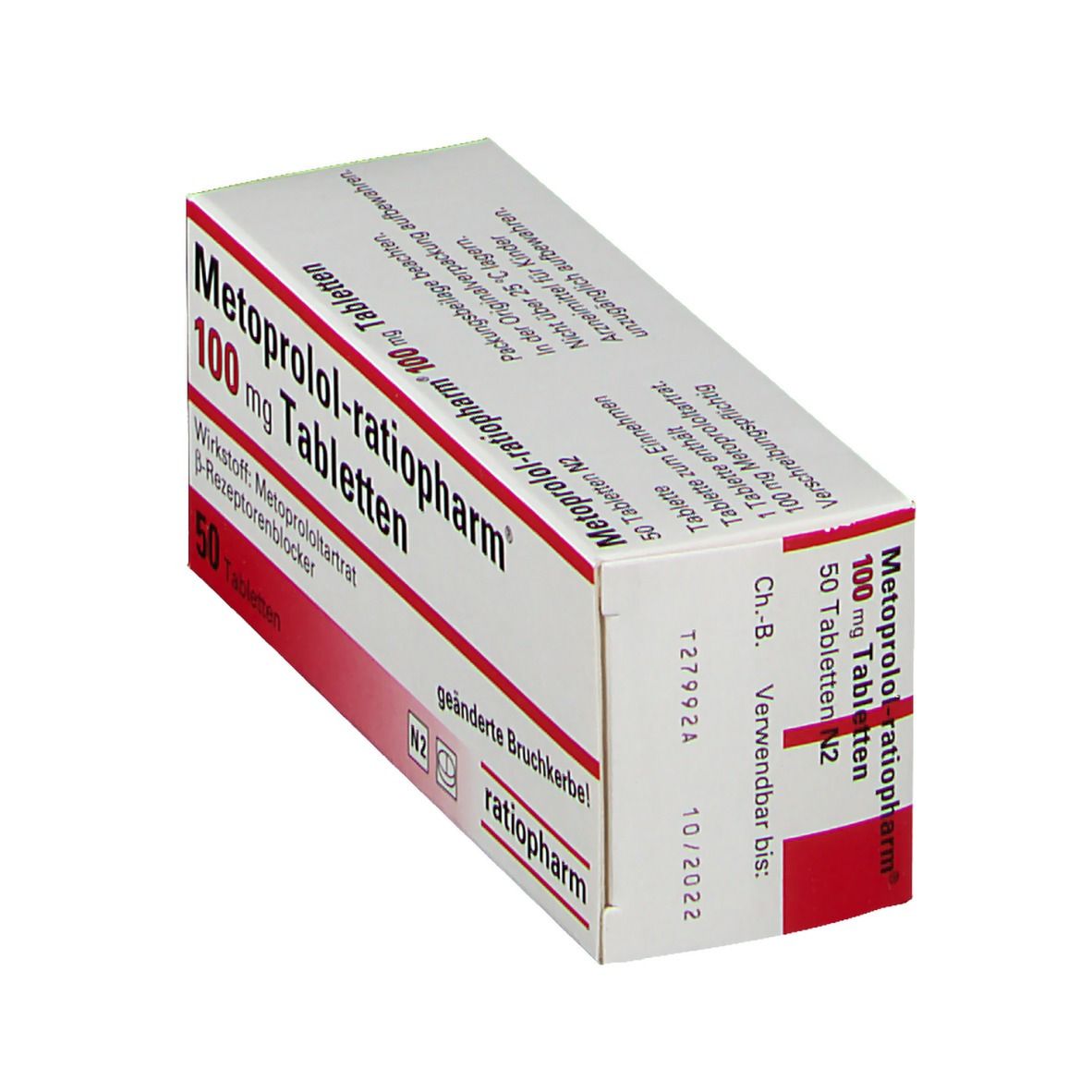 Metoprolol Ratiopharm 100 Mg 50 St Mit Dem E Rezept Kaufen Shop Apotheke