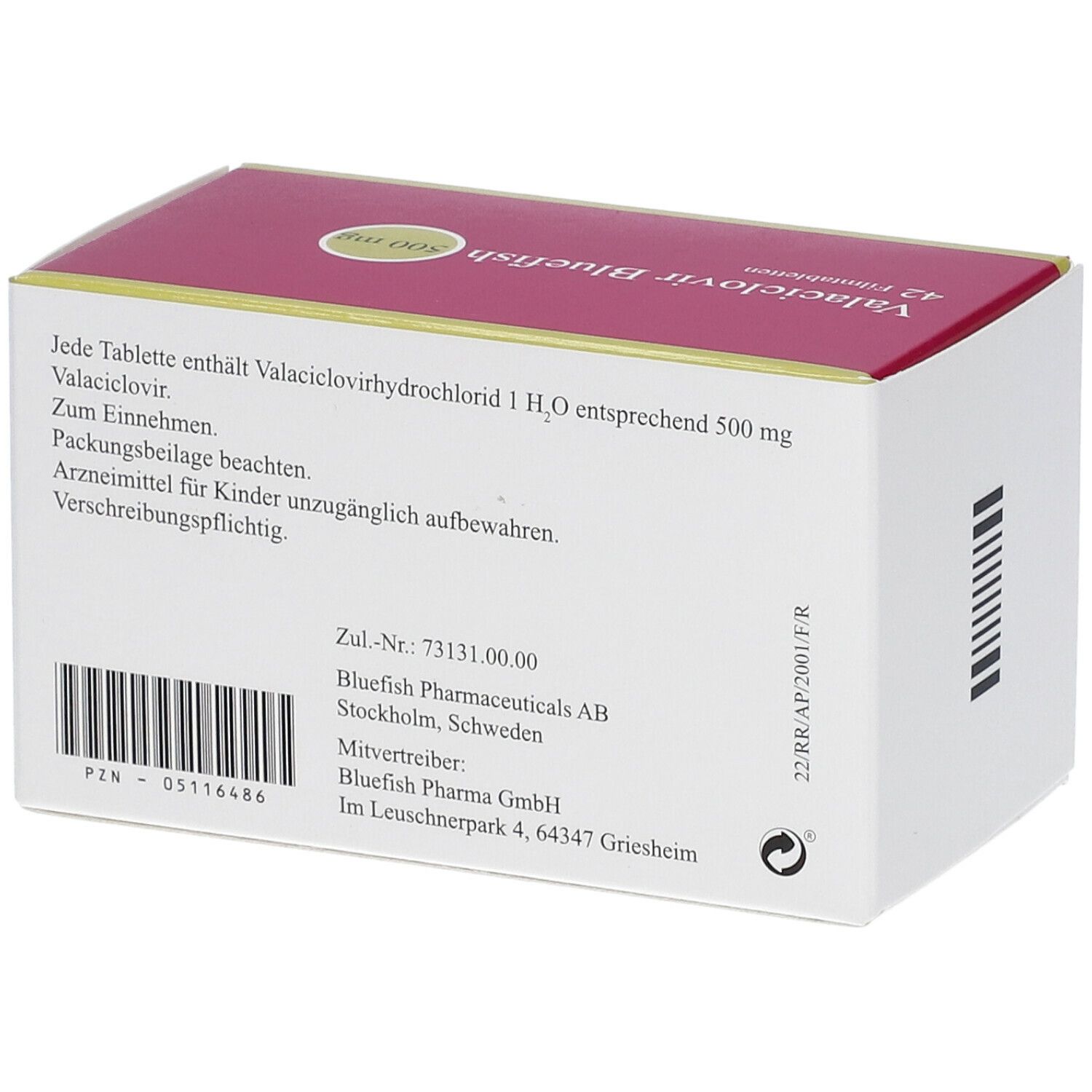 Valaciclovir Bluefish 500 Mg 42 St Mit Dem E Rezept Kaufen Shop Apotheke