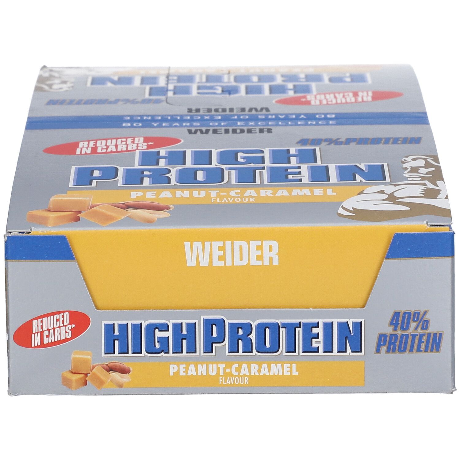 Weider 40 High Protein Low Carb Erdnuss Karamell Riegel 24x50 G