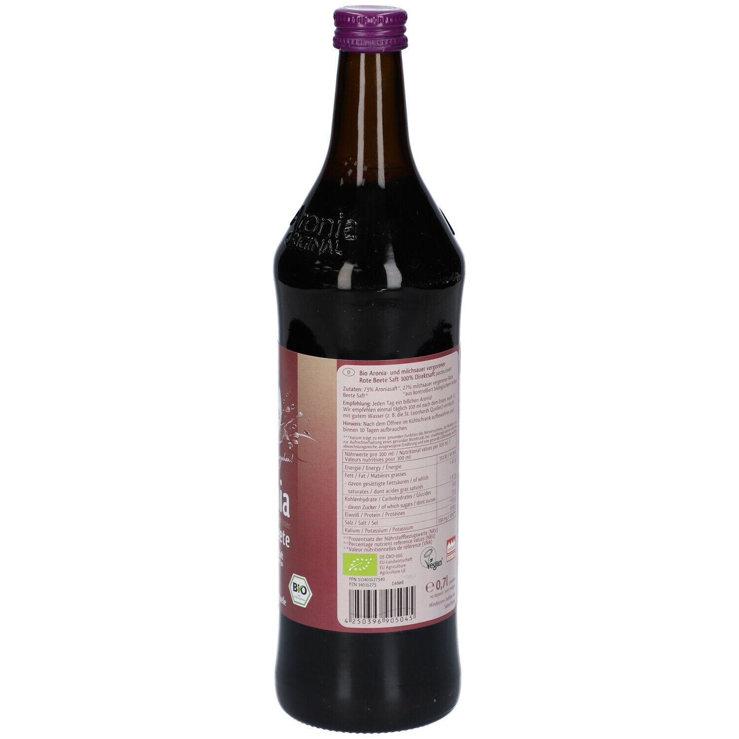 Aronia ORIGINAL Bio Aronia Rote Beete Direktsaft 0 7 L Shop Apotheke