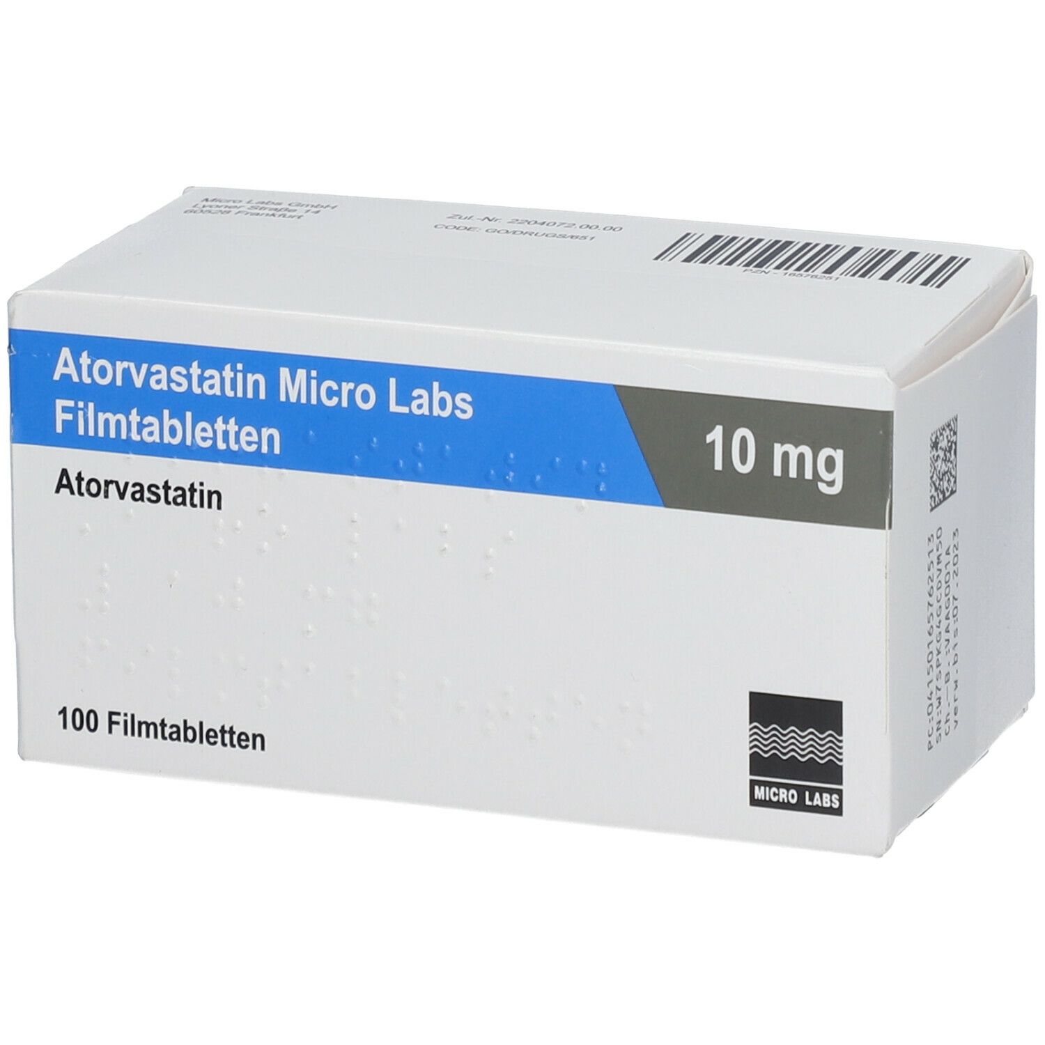 ATORVASTATIN Micro Labs 10 Mg Filmtabletten 100 St Mit Dem E Rezept