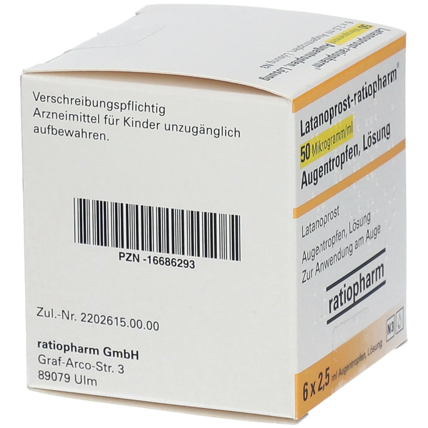 Latanoprost ratiopharm50 µg ml 6x2 5 ml mit dem E Rezept kaufen Shop