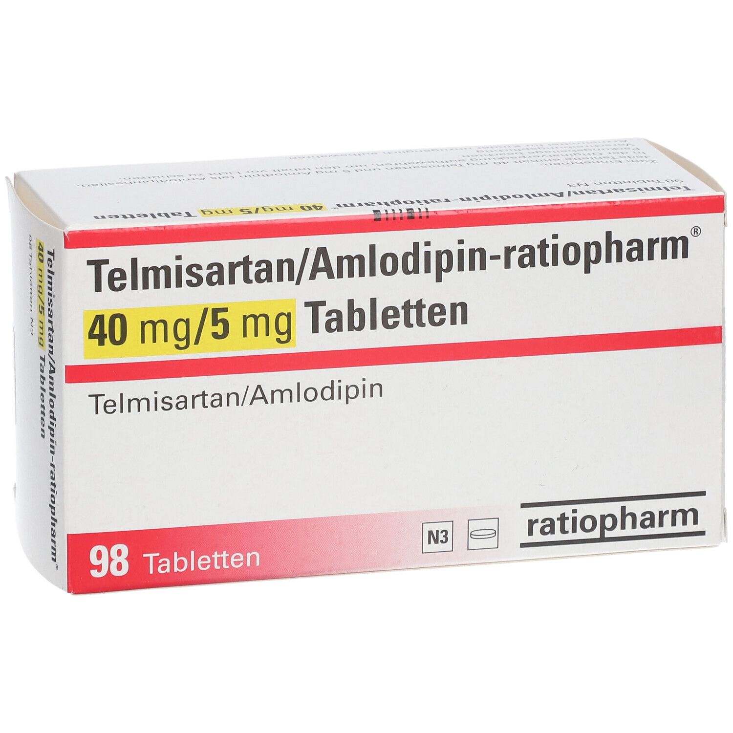 Telmisartan Amlodipin Ratiopharm 40 Mg 5 Mg 98 St Mit Dem E Rezept