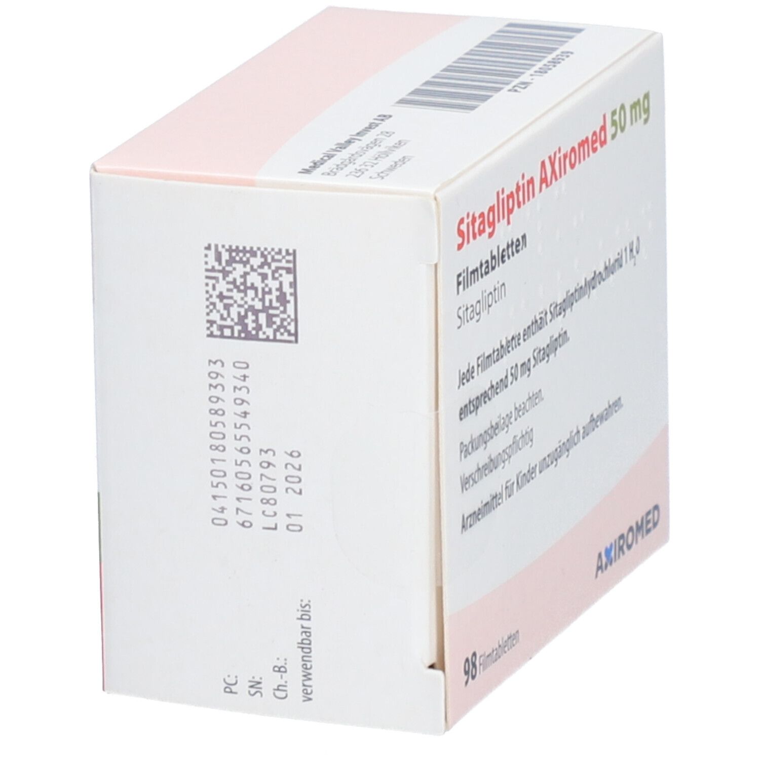 SITAGLIPTIN AXiromed 50 Mg Filmtabletten 98 St Mit Dem E Rezept Kaufen