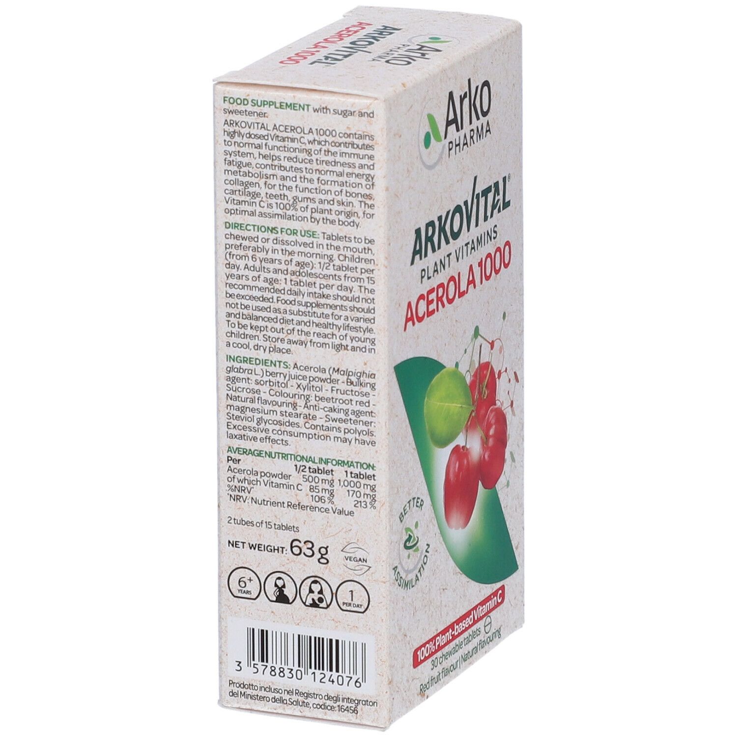 Arkovital Acerola Vitamina C Naturale Pz Redcare