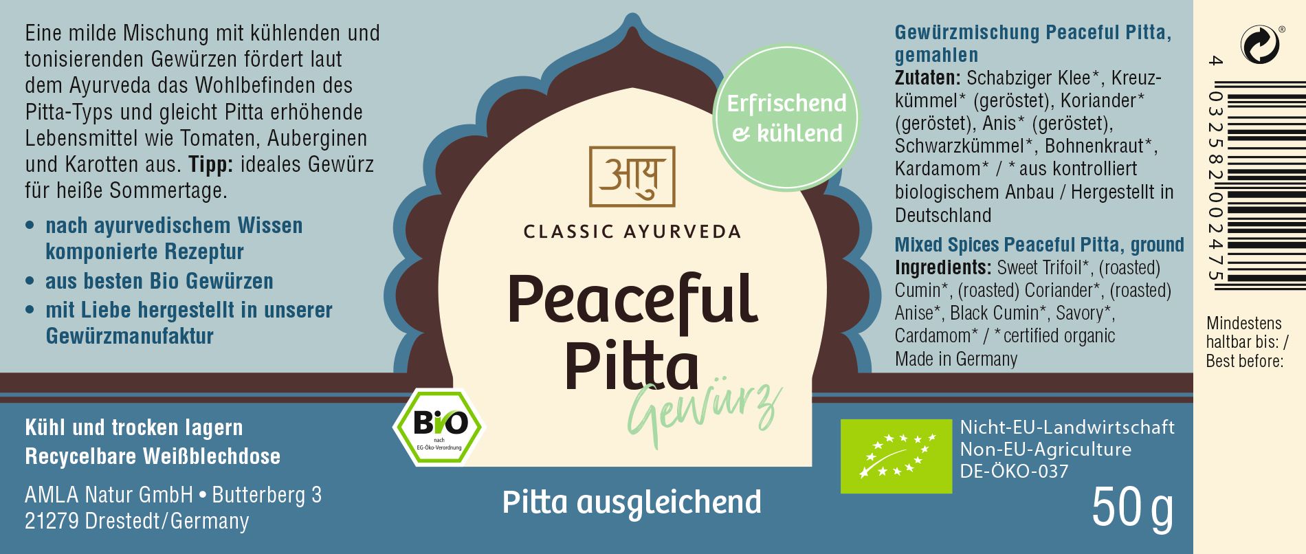 Classic Ayurveda Bio Pitta Balance Gew Rzmischung G Shop Apotheke