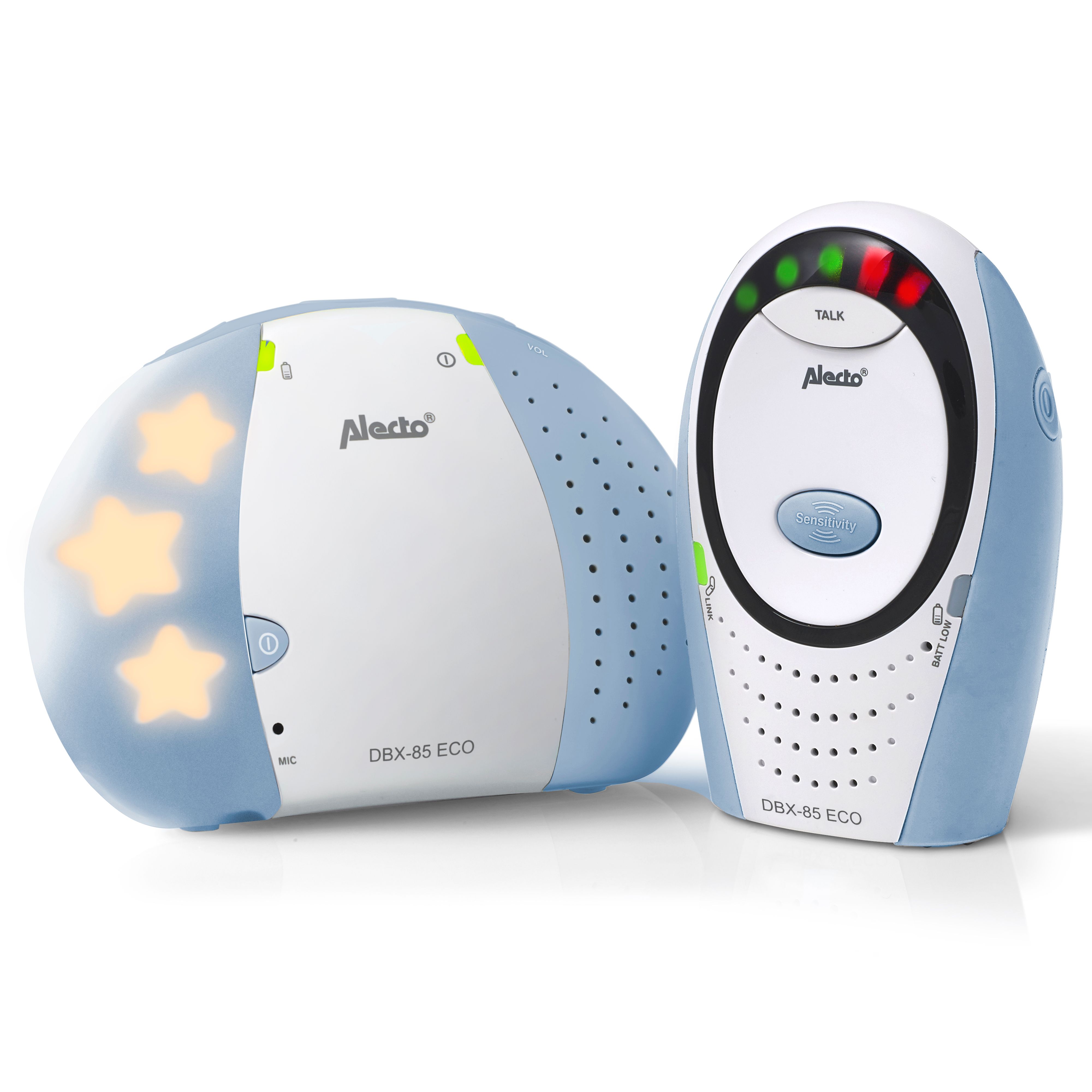 Alecto DBX 85 ECO DECT Babyphone Weiß Wechselsprechfunktion bis 300m