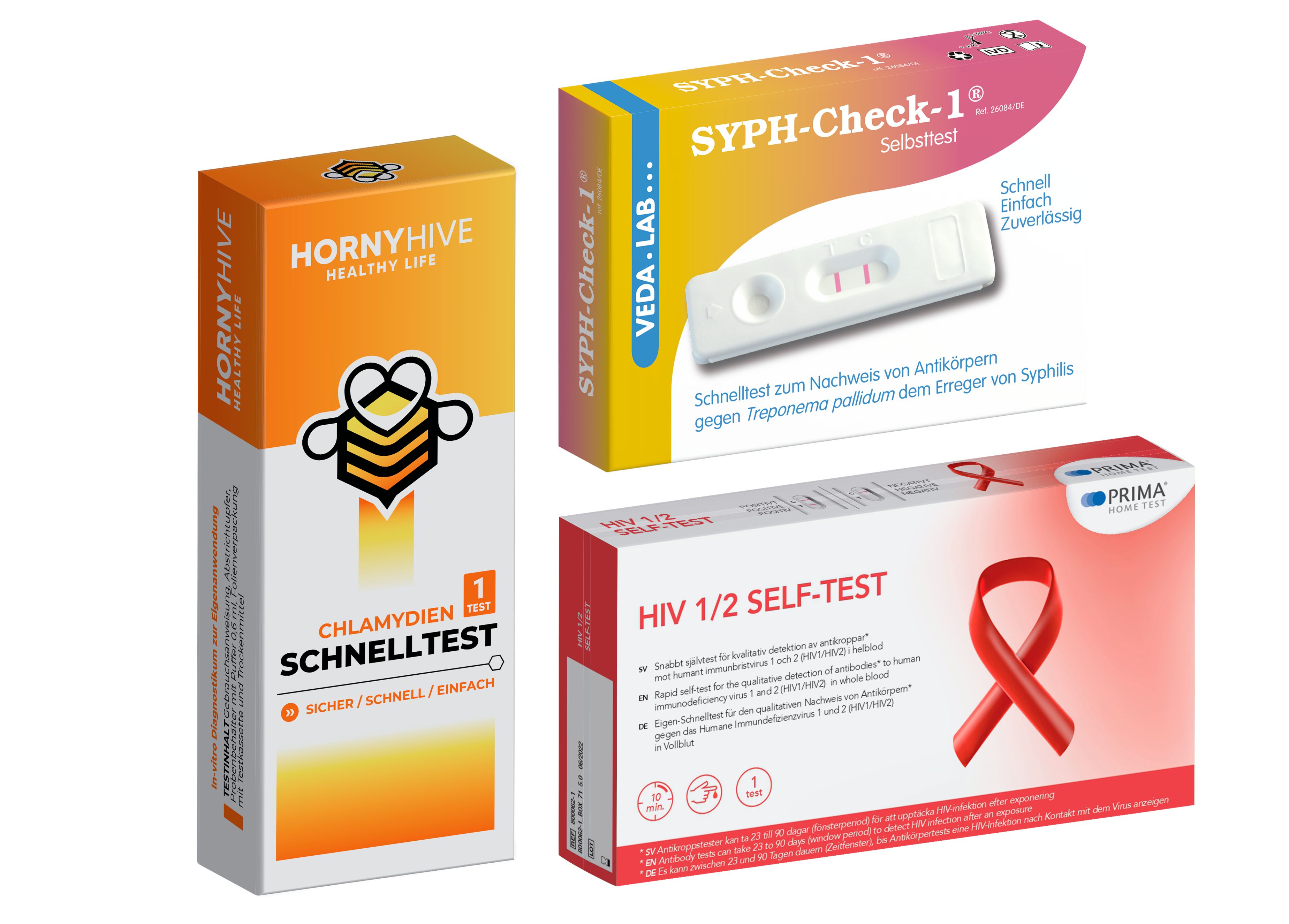 STI Schnelltest Set HIV Chlamydien für Frauen Syphilis 3 St Shop