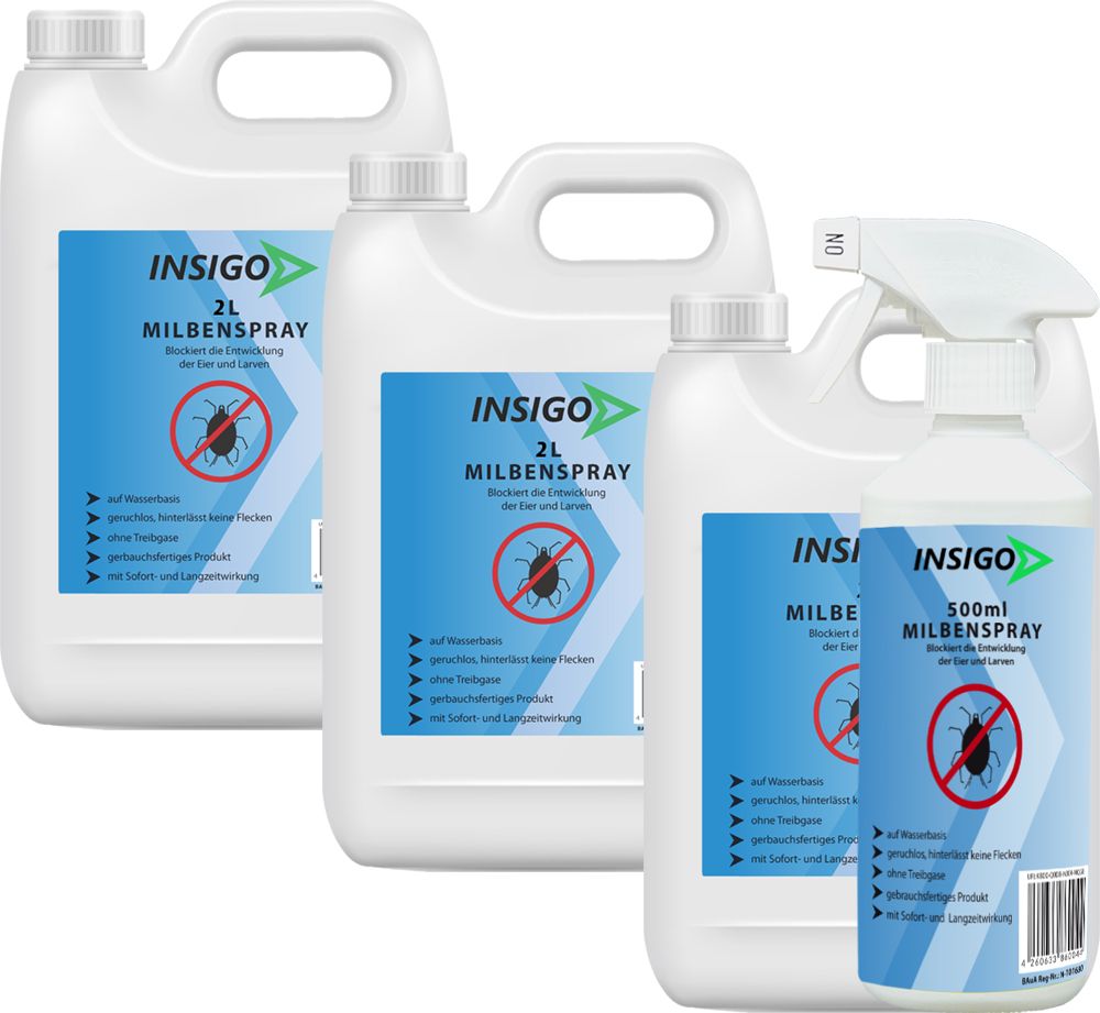 INSIGO Milbenspray Gegen Milben Hausstaubmilben Milben Eier 6500 Ml