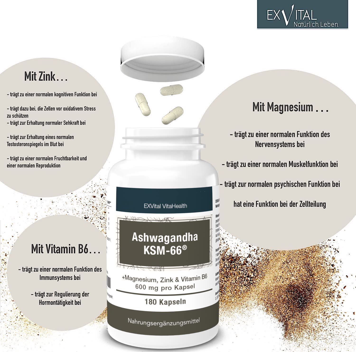 Exvital Bio Ashwagandha Ksm Premiumrohstoff Mg Pro Kapsel