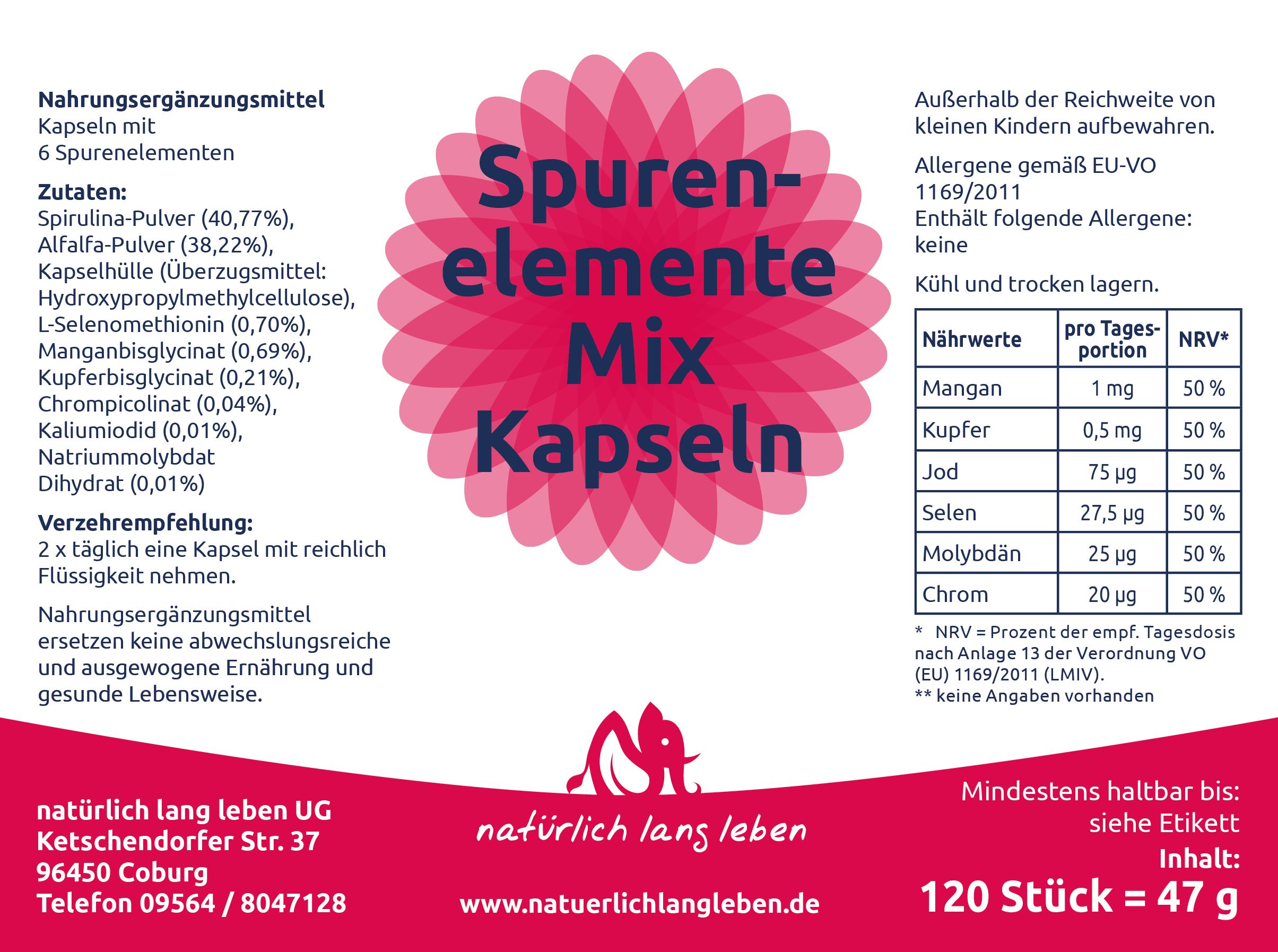 Nat Rlich Lang Leben Spurenelemente Mix Kapseln G Shop Apotheke