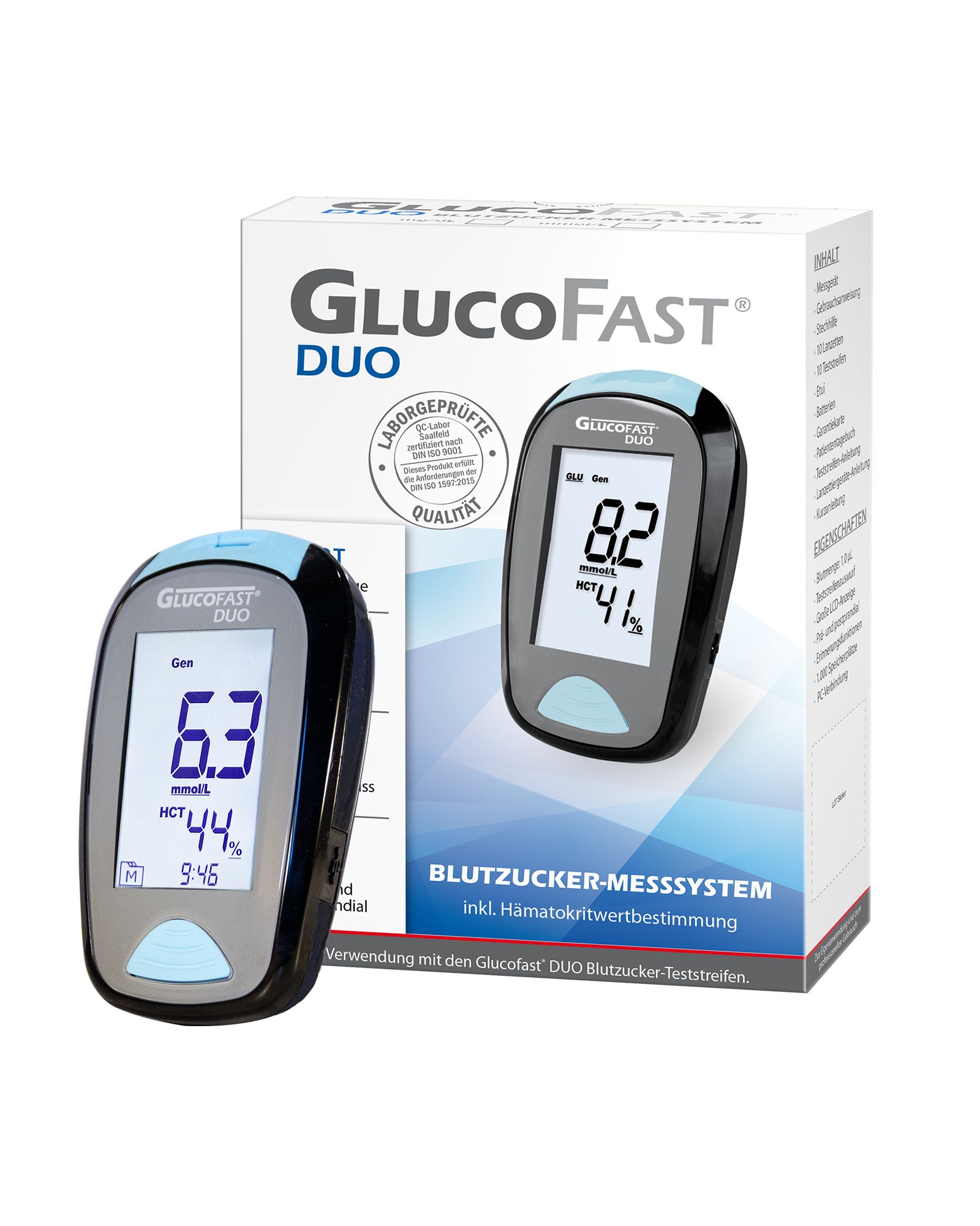 Glucofast Duo Blutzuckermessgerät Starterset inkl Teststreifen und