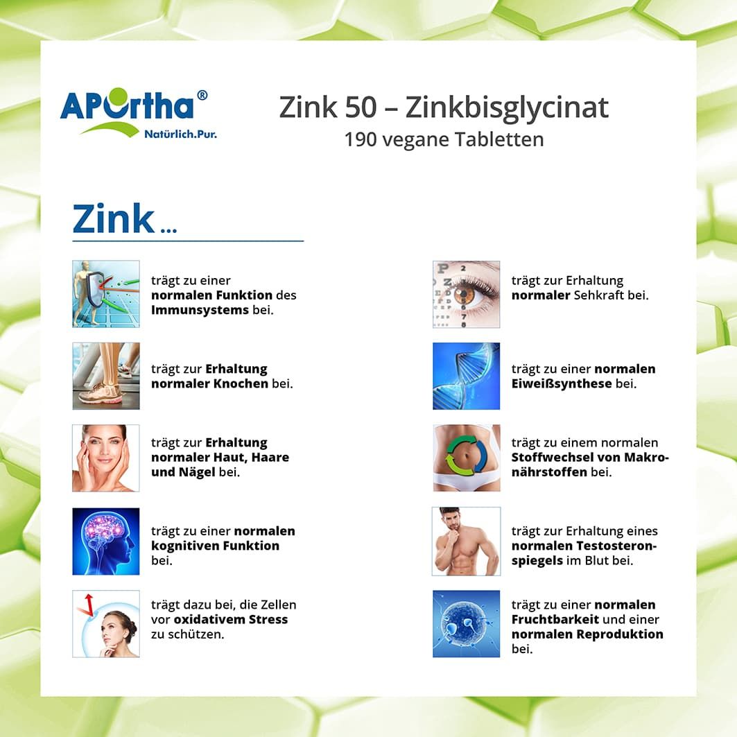 APOrtha Zink 50 Zinkbisglycinat Tabletten 190 St Shop Apotheke