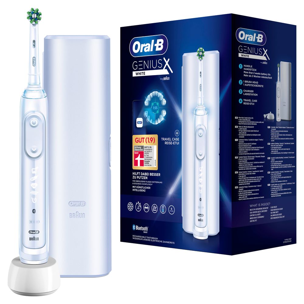 Oral B Elektrische Zahnbürste Genius X Reiseetui White in Weiß