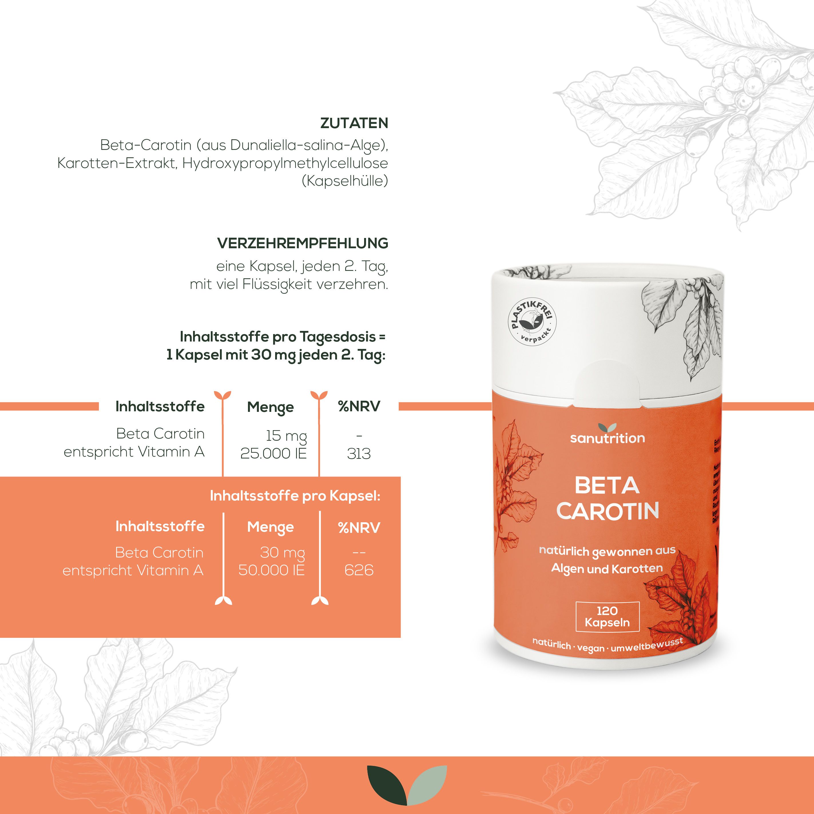 Sanutrition Beta Carotin 30 Mg 120 St Shop Apotheke