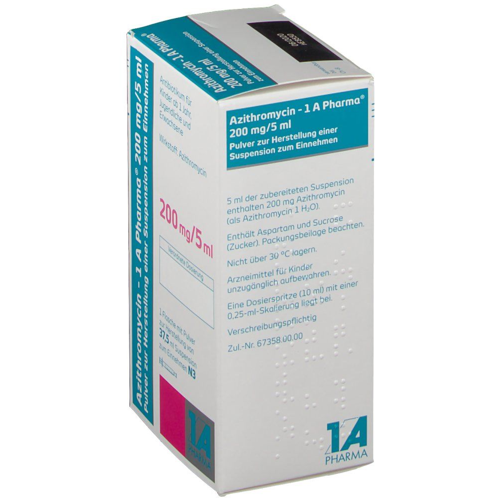 Bio Azithromycin Azithromycin - 1 A Pharma® 200 mg/5 ml 37,5 ml - shop-apotheke.com