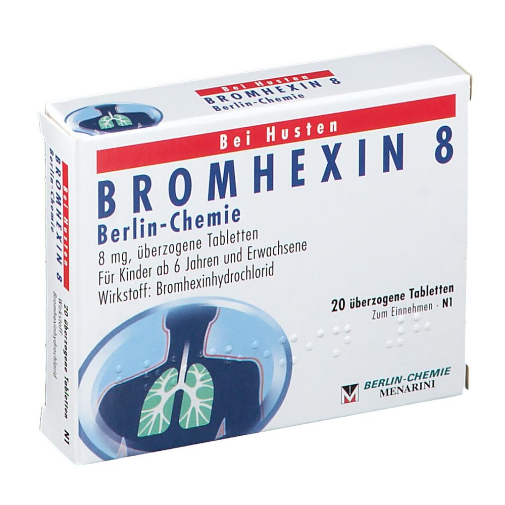 Bromhexin 8 Berlin Chemie Tabletten – Zur Schleimlösung Bei Bronchitis, überzogene Dragees