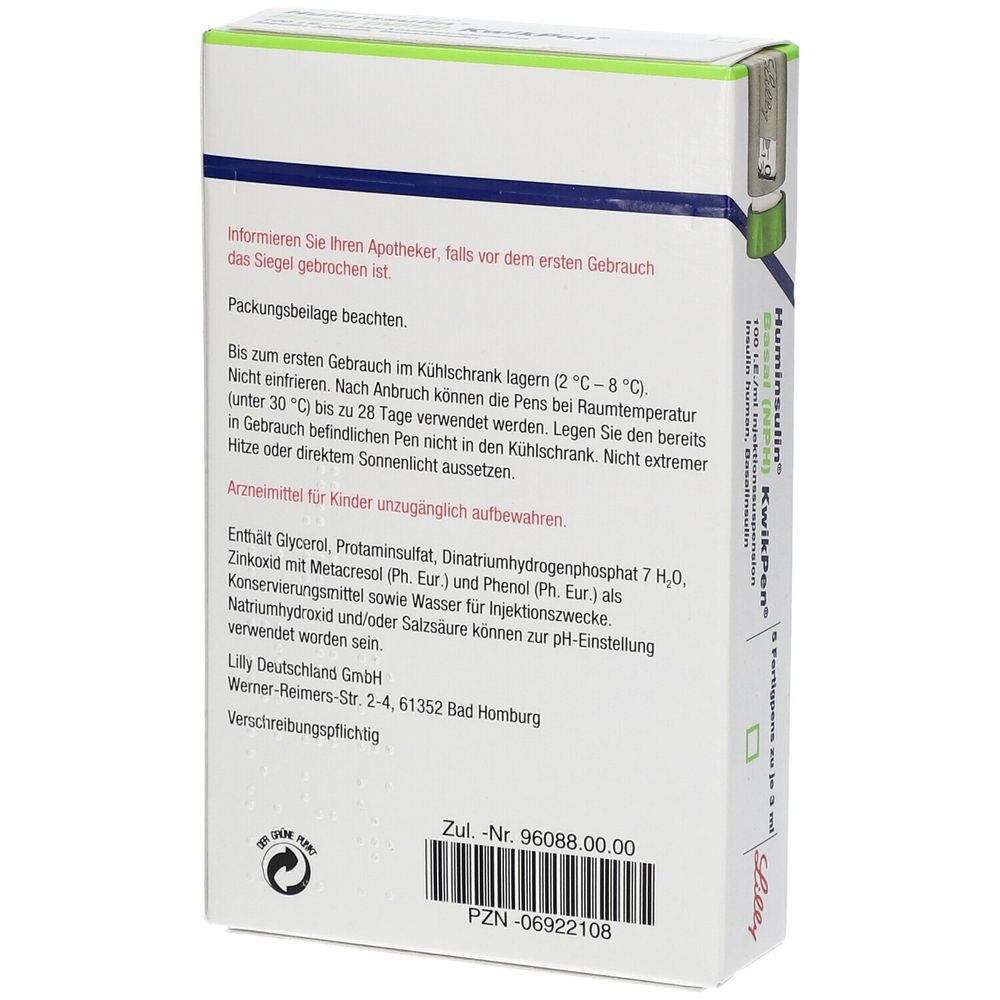 Huminsulin Basal Nph Kwikpen St Shop Apotheke Com