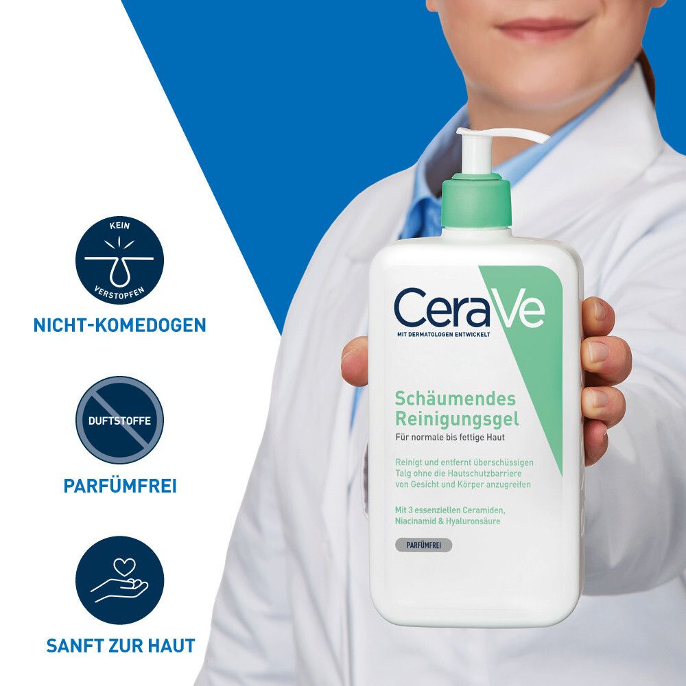 CeraVe Schäumendes Reinigungsgel Für Normale Bis Fettige Haut – Mit Ceramiden, Niacinamid & Hyaluronsäure