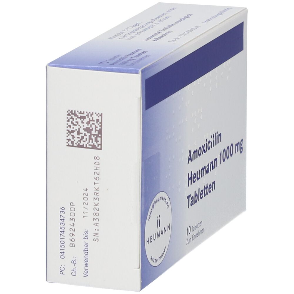 AMOXICILLIN Heumann 1000 mg Tabletten 10 St