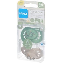 MAM Original Pure Silikonsauger mit Motiv Grün-Ecru 6-16 Monate