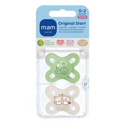 MAM Original Start Silikonschnuller 0-2 Monate, grün/beige