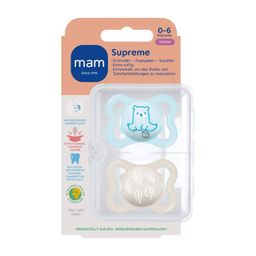 MAM Supreme Silikonschnuller 0-6 Monate, blau/creme