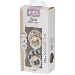 BIBS Studio Colour Schnuller Gr. 2, 6-18 Monate, Ivory Steel Blue, anatomisch