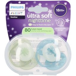 Philips AVENT Schnuller Ultra Soft Night Time ab 18 Monaten | Oliv/Blau