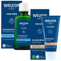 Weleda For Men Rasierwasser – Erfrischt, belebt & pflegt die Haut vor und nach der Rasur + Weleda For Men Rasiercreme – Sanfte Nassrasur, Schutz & Pflege für empfindliche Haut