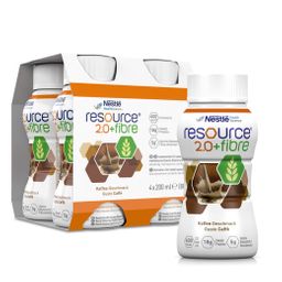 resource® 2.0 + fibre Kaffee | Hochkalorische Trinknahrung mit Ballaststoffen | Aufbaukost bei Mangelernährung