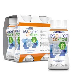 resource® 2.0 + fibre Neutral | Hochkalorische Trinknahrung mit Ballaststoffen | Aufbaukost bei Mangelernährung