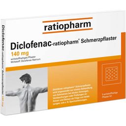 Diclofenac-ratiopharm® Schmerzpflaster 140mg: Für die lokale, kurzzeitige Behandlung von Schmerzen bei akuten Zerrungen, Verstauchungen oder Prellungen. Besonders einfach anzuwenden