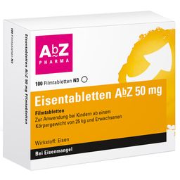 Eisentabletten AbZ 50 mg Filmtabletten zum Ausgleich eines Eisenmangels