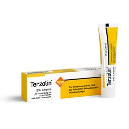 Terzolin® 2% Creme: pilzabtötendes Arzneimittel bei seborrhoischer Dermatitis oder Ekzem und Kleienpilzflechte (Pityriasis versicolor). Wirkstoff: 2% Ketoconazol