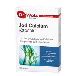 Dr. Wolz Jod Calcium Kapseln, 60 Kapseln, Jod und Calcium natürlichen Ursprungs aus dem Meer, gesunde Schilddrüse und gesunde Knochen