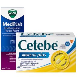 Erkältungsset WICK MediNait + Cetebe ABWEHR plus
