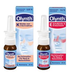 Olynth 0,1% Schnupfen Dosierspray + Olynth® K 0,05 % Schnupfen Dosierspray für Kinder