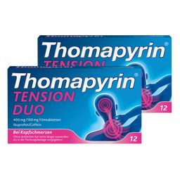 Thomapyrin TENSION DUO 2x 12Stk. | bei Kopfschmerzen oder Nackenschmerzen | Ibuprofen + Coffein