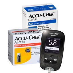 ACCU-CHEK® Guide mmol/L + Teststreifen + FastClix Lanzetten