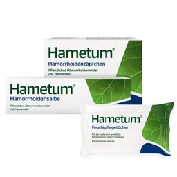 Hametum® Hämorrhoidenzäpfchen + Hametum® Feuchtpflegetücher + Hametum® Hämorrhoidensalbe mit Applikator