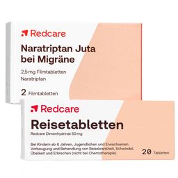 Redcare Naratriptan Juta bei Migräne 2,5mg + Reisetabletten Dimenhydrinat 50 mg