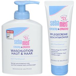 sebamed® Baby & Kind Waschlotion Haut und Haar und sebamed® Baby & Kind Pflegecreme