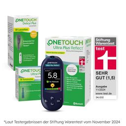 OneTouch Ultra Plus Reflect® Diabetes Starter-Set XL mmol/l, 40 Teststreifen, 40 sterile Lanzetten, 1 Stechhilfe