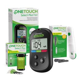 OneTouch Select Plus Flex® Diabetes Starter-Set XL mg/dl, 40 Teststreifen, 40 sterile Lanzetten, 1 Stechhilfe