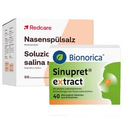 Redcare Nasenspülsalz + Sinupret® extract - Jetzt 25% sparen mit dem Code RDCFLASH25